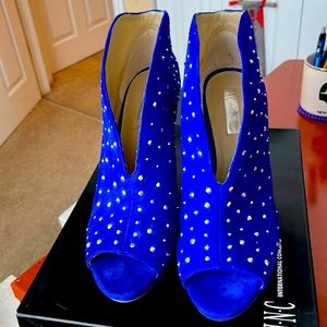 New I.N.C royal blue peep toe bootie heels